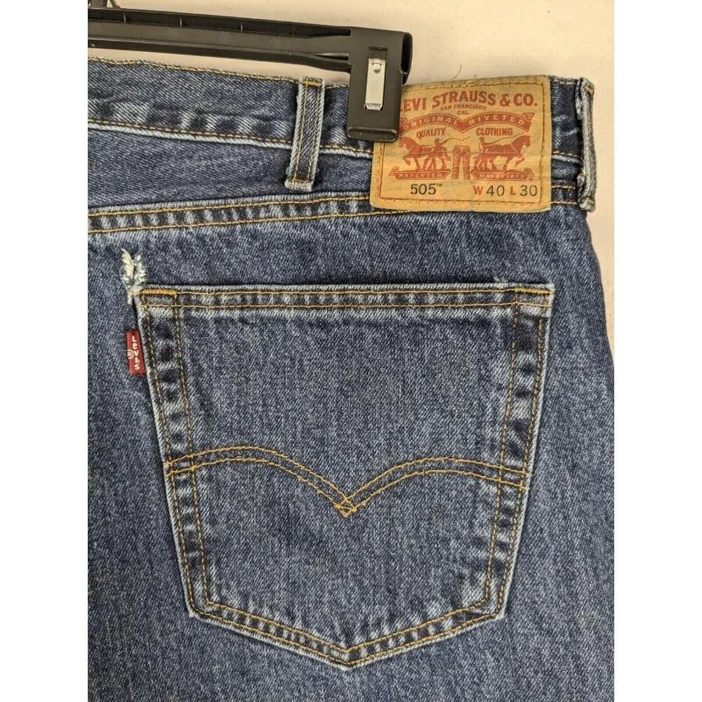Levis 505 Regular Fit Jeans Mens‎ 40x30 Blue Straight Leg Medium Wash Denim